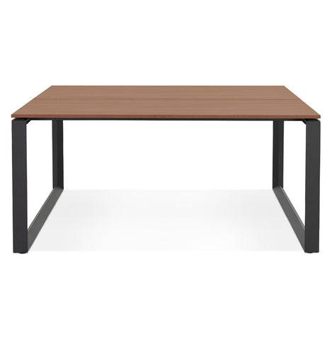 Vergadertafel / bench 'BAKUS SQUARE' met notendecor en zwart metaal - 140x140 cm