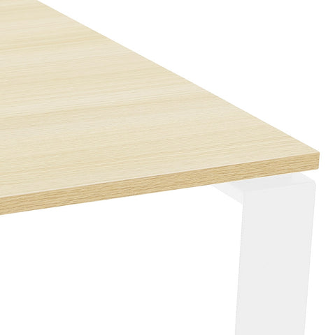 Meeting table / bench desk 'BAKUS SQUARE' in wood with natural finish and white metal - 160x160 cm