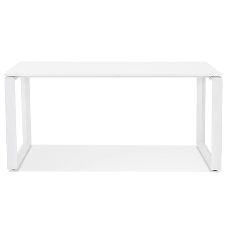 Straight design desk 'BAKUS' of white wood and metal - 160x80 cm