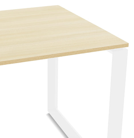 Design corner desk 'BAKUS' of natural wood finish and white metal - 160 cm