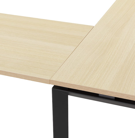 Design corner desk 'BAKUS' of natural finished wood and black metal - 160 cm