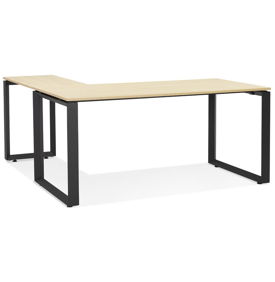 Design corner desk 'BAKUS' of natural finished wood and black metal - 160 cm