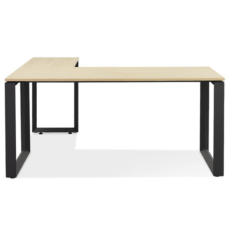 Design corner desk 'BAKUS' of natural finished wood and black metal - 160 cm