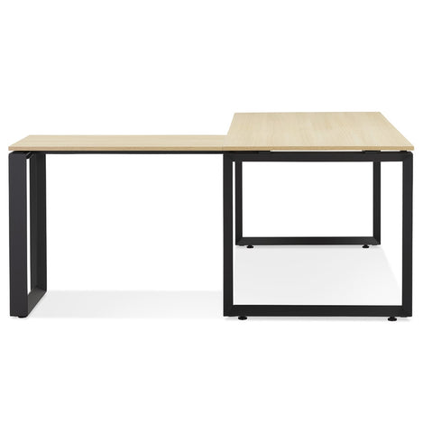 Design corner desk 'BAKUS' of natural finished wood and black metal - 160 cm