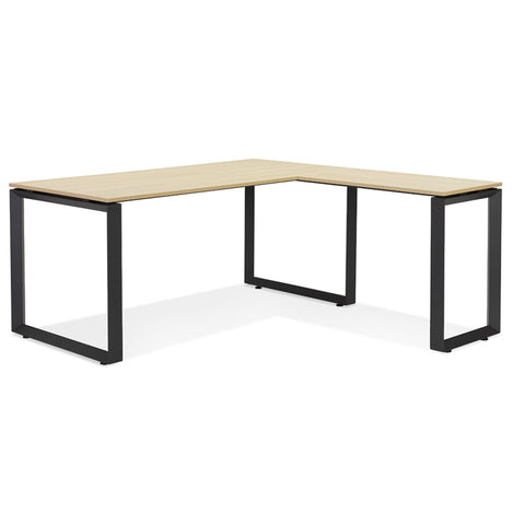 Design corner desk 'BAKUS' of natural finished wood and black metal - 160 cm