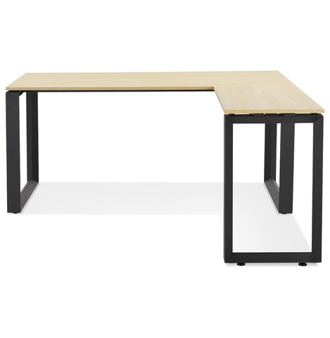 Design corner desk 'BAKUS' of natural finished wood and black metal - 160 cm