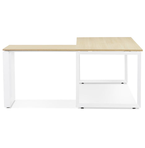 Design corner desk 'BAKUS' of natural wood finish and white metal - 160 cm