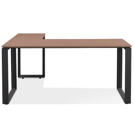 Design corner desk 'BAKUS' with walnut finish and black metal - 160 cm