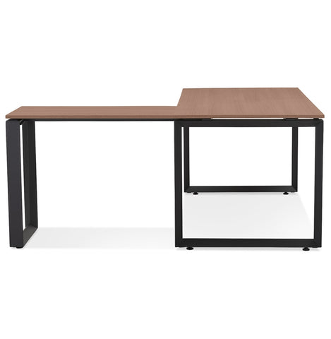 Design corner desk 'BAKUS' with walnut finish and black metal - 160 cm