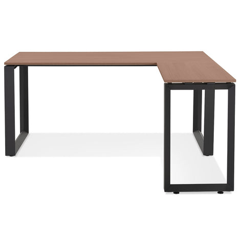 Design corner desk 'BAKUS' with walnut finish and black metal - 160 cm