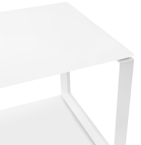 Straight design desk 'BAKUS' of white glass and metal - 160x80 cm