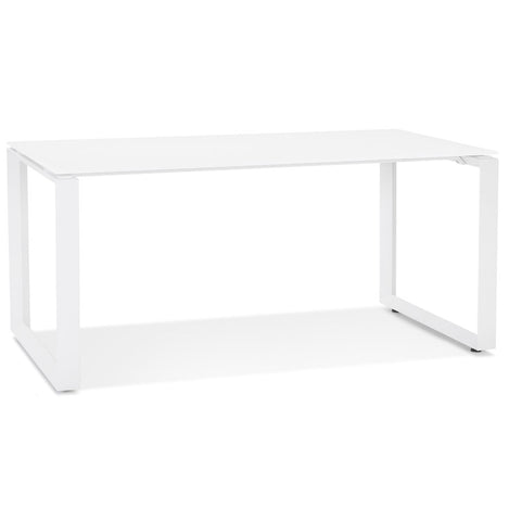 Straight design desk 'BAKUS' of white glass and metal - 160x80 cm