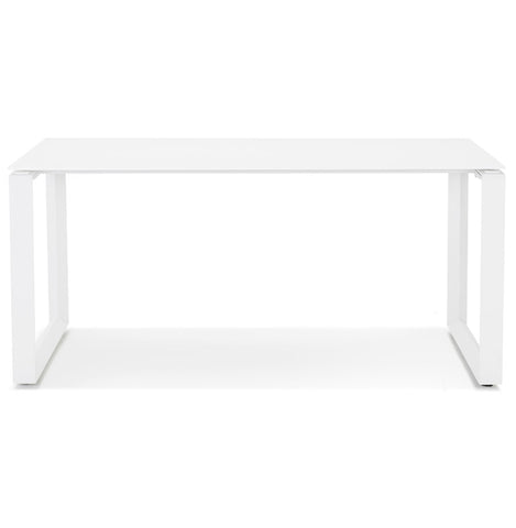 Straight design desk 'BAKUS' of white glass and metal - 160x80 cm