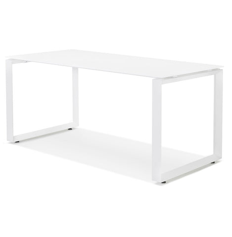 Straight design desk 'BAKUS' of white glass and metal - 160x80 cm