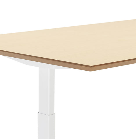 White electric sit/stand desk 'BIONIK' with top in natural wood finish - 150x70 cm