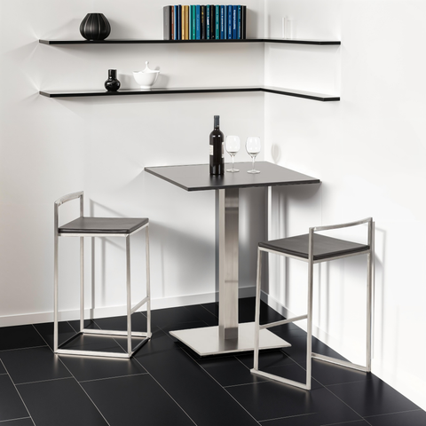 Black half-height design stool 'DISKO MINI' stackable