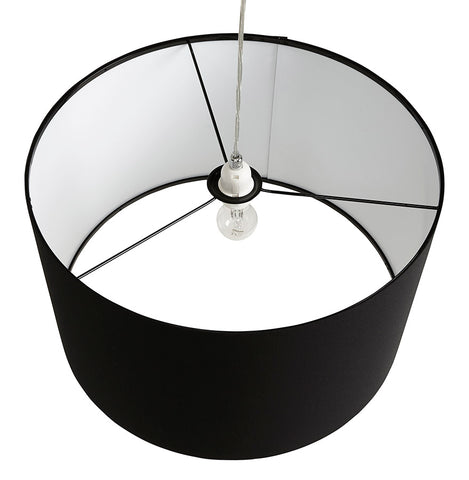 Ronde hanglamp 'BUNGEE' met zwarte kap