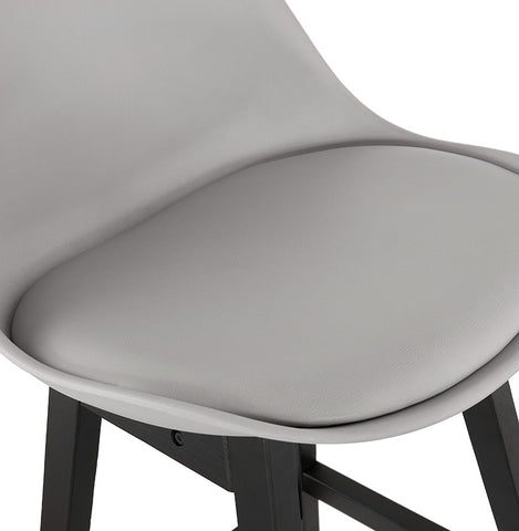 Bar stool 'CAMILA' grey with leg in black wood