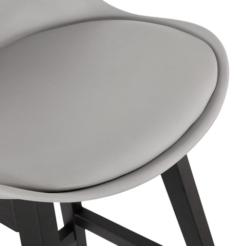 Bar stool 'CAMILA' grey with leg in black wood