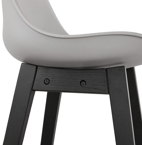 Bar stool 'CAMILA' grey with leg in black wood