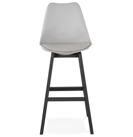 Bar stool 'CAMILA' grey with leg in black wood