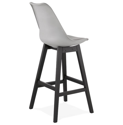 Bar stool 'CAMILA' grey with leg in black wood