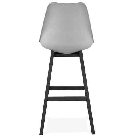 Bar stool 'CAMILA' grey with leg in black wood