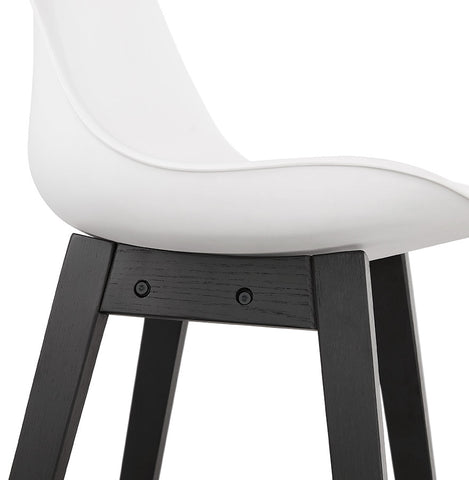 Bar stool 'CAMILA' white with leg in black wood