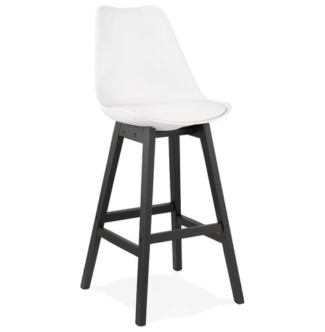 Bar stool 'CAMILA' white with leg in black wood