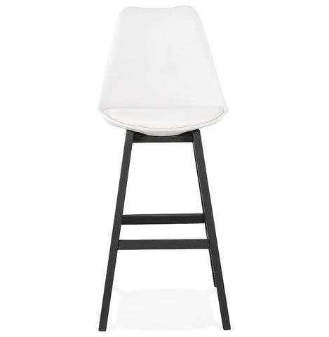 Bar stool 'CAMILA' white with leg in black wood