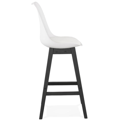 Bar stool 'CAMILA' white with leg in black wood