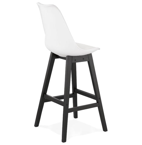 Bar stool 'CAMILA' white with leg in black wood