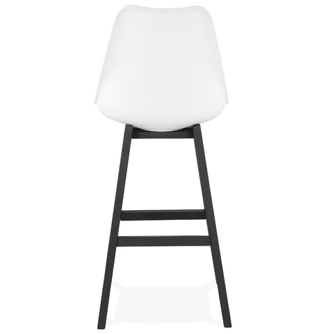 Bar stool 'CAMILA' white with leg in black wood