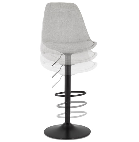 Adjustable stool 'CAMPUS' in gray fabric with black legs