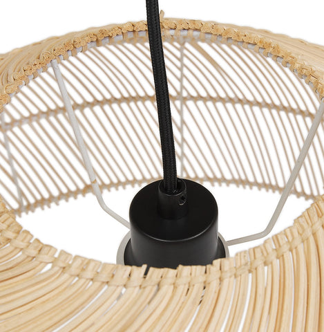 Ronde hanglamp 'CANUL' in natuurlijk gevlochten rotan