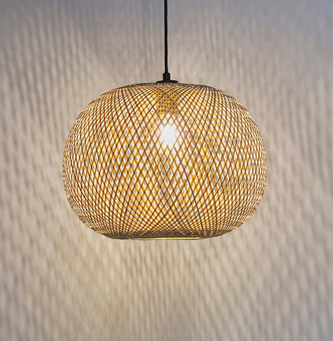 CASIMIRA MINI' round pendant lamp made of natural bamboo