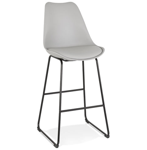 Grey bar stool 'CHOKO' with black metal legs