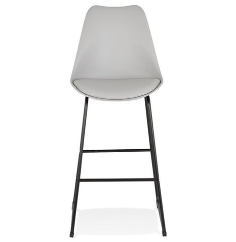 Grey bar stool 'CHOKO' with black metal legs