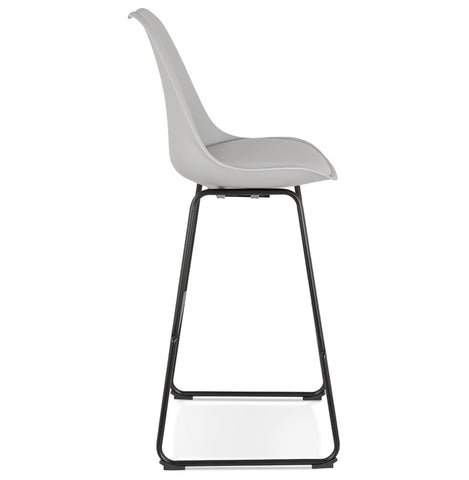 Grey bar stool 'CHOKO' with black metal legs