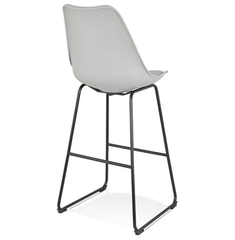 Grey bar stool 'CHOKO' with black metal legs