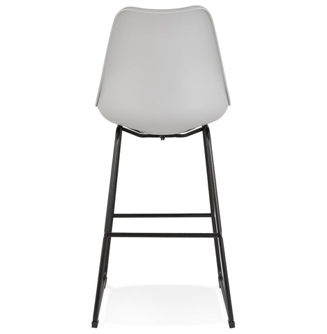 Grey bar stool 'CHOKO' with black metal legs