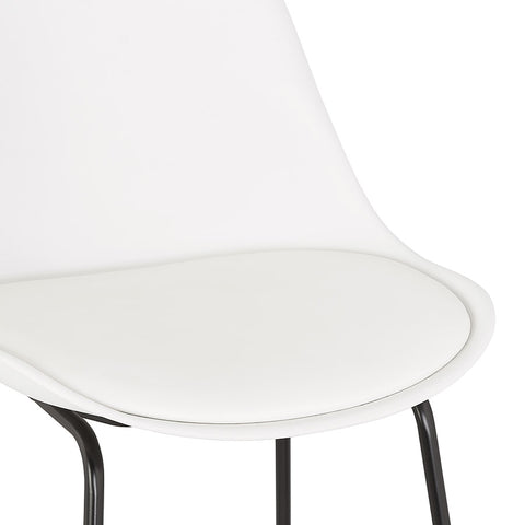 White bar stool 'CHOKO' with black metal legs