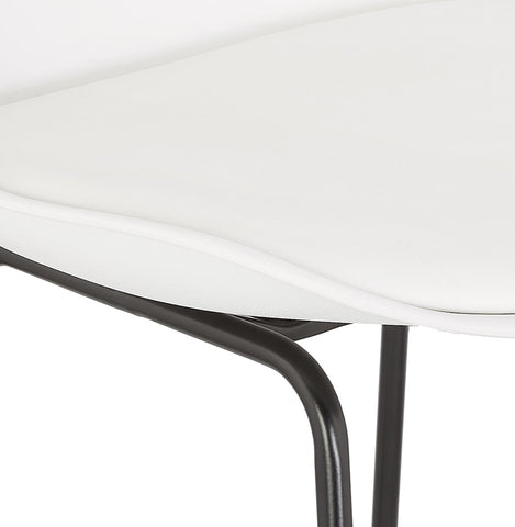 White bar stool 'CHOKO' with black metal legs