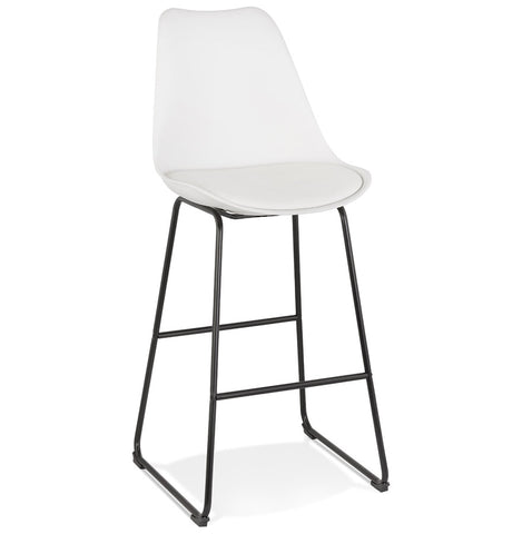 White bar stool 'CHOKO' with black metal legs