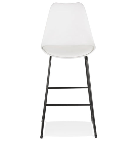 White bar stool 'CHOKO' with black metal legs