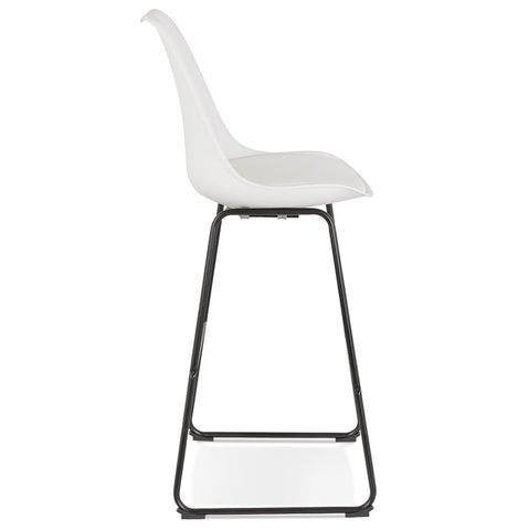 White bar stool 'CHOKO' with black metal legs