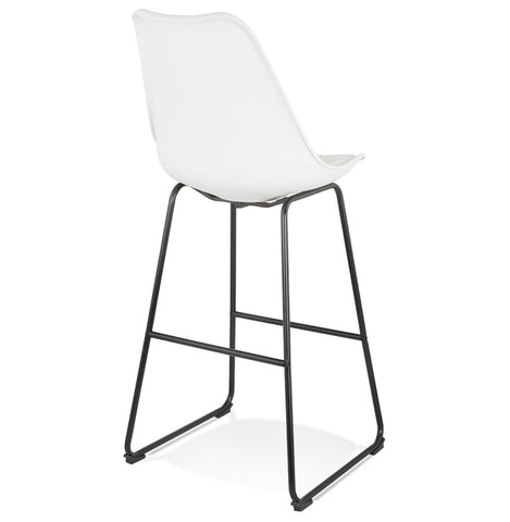 White bar stool 'CHOKO' with black metal legs