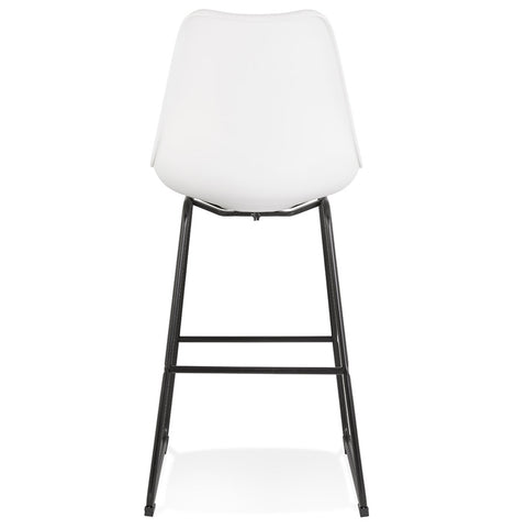 White bar stool 'CHOKO' with black metal legs