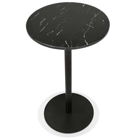 Ronde statafel 'CORY ROUND' van zwart gemarmerde steen en zwart metaal - 60x60 cm