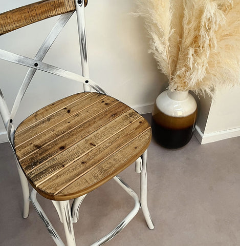 Wooden bar stool with weathered walnut effect 'COTTAGE'